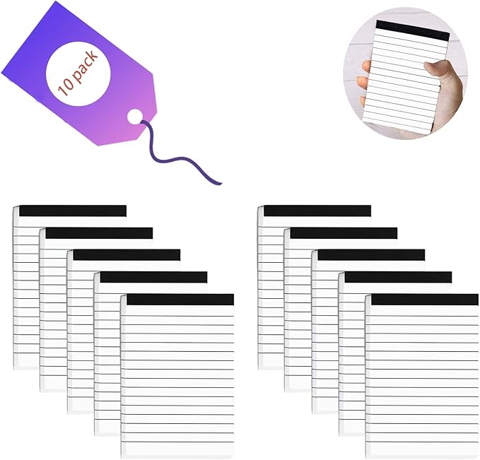10 Pack Pocket Mini Notepads Refills, Memo Pad, 3×5Inch Lined Writing Pads by JNOMOW