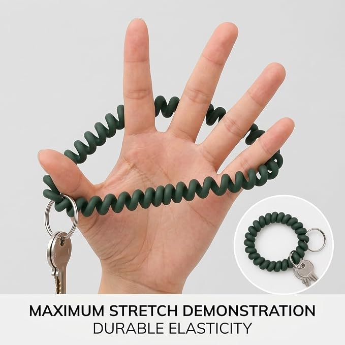BIHRTC Pack of 6 Wrist Keychain Spiral Stretchable Plastic Coil Wrist Key - Image 4