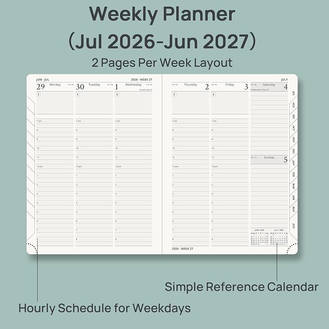 POPRUN 2026-2027 Academic Planner, 6.5" x 8.75", Weekly and Monthly Calendar - Image 4