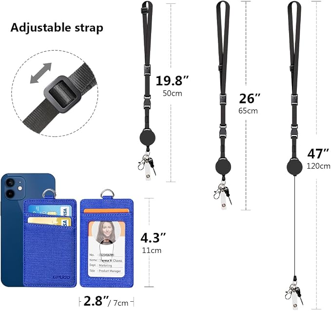 Leather Badge Holder and Adjustable Retractable Lanyards, Quick Release Buckle - Image 4
