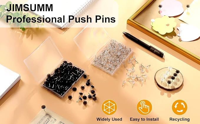 150 PCS Push Pins, Standard Plastic Head Steel Point Clear Thumb Tacks - Image 8