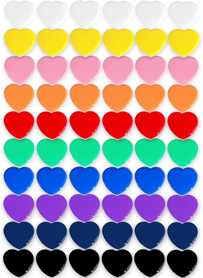Fridge Magnets, 60 Pcs Mini Cute Magnets for Fridge, Locker, Kitchen, Office (10 Colors, Heart)-DeskLoop Office