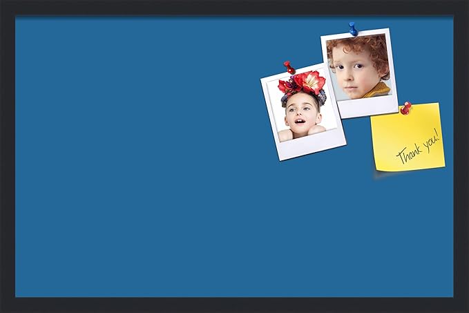 PinPix 28x18 Inch Cork Bulletin Board. This Decorative Framed Pin Board Comes with Navy Pastel Design and a Satin Black Frame. Ideal for Home Office Decor or Message Board (PinPix-1811)-DeskLoop Office