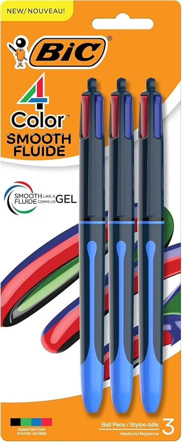 BIC 4 Color Smooth Retractable Ballpoint Pen, 1.0 mm Point by BIC