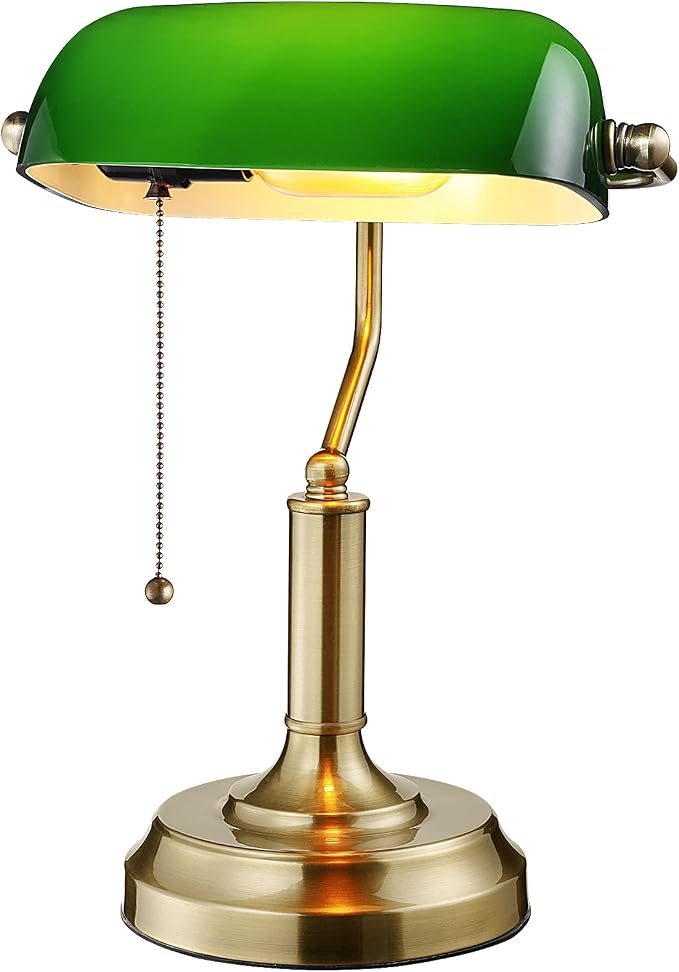 TORCHSTAR Green Glass Bankers Desk Lamp by TORCHSTAR