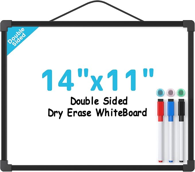 MaxGear Small Dry Erase Board, Includes 3 Dry Erase Markers 3 magnets Double by MaxGear