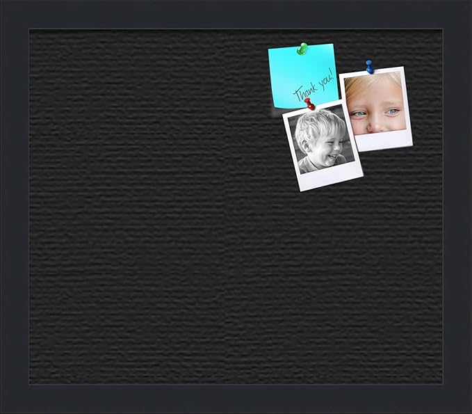 PinPix 14x12 Inch Cork Bulletin Board. This Decorative Framed Pin Board Comes with Dark Stone Design and a Satin Black Frame. Ideal for Home Office Decor or Message Board (PinPix-1808)-DeskLoop Office