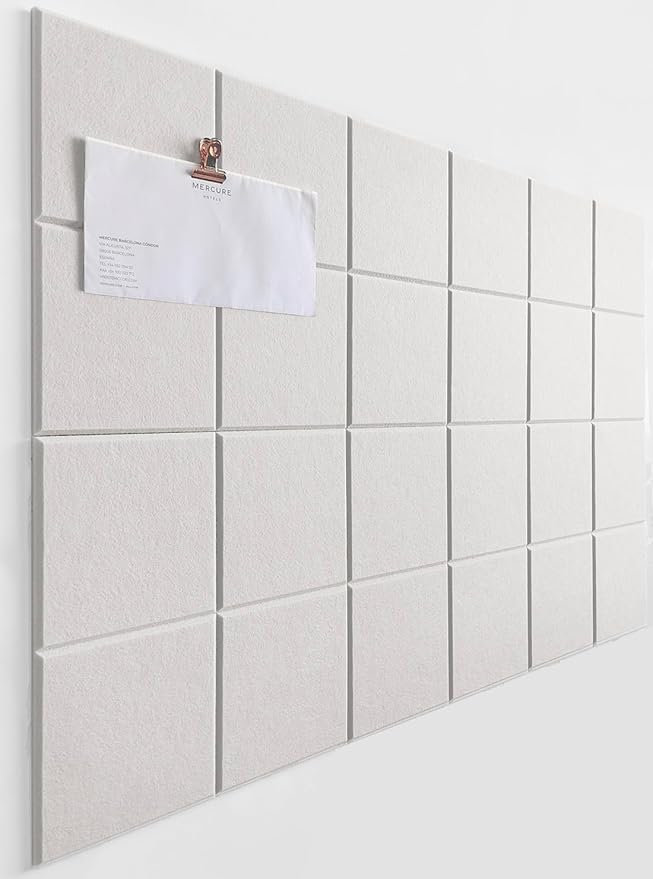 Cork Board 24 x36 Alternative - 6 Pack Felt Wall Tiles with Safe Removable Adhesive Tabs, Cork Boards for Walls Cork Board for Home Office Pin Board Tack Board - Warm White-DeskLoop Office