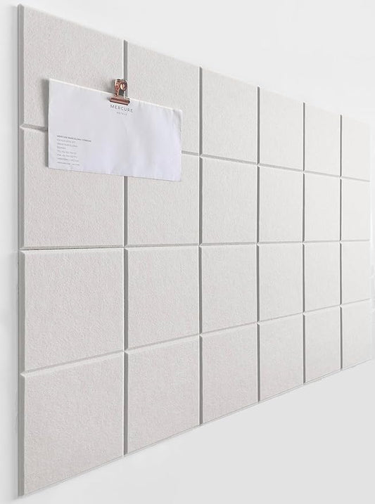 Cork Board 24 x36 Alternative - 6 Pack Felt Wall Tiles with Safe Removable Adhesive Tabs, Cork Boards for Walls Cork Board for Home Office Pin Board Tack Board - Warm White-DeskLoop Office