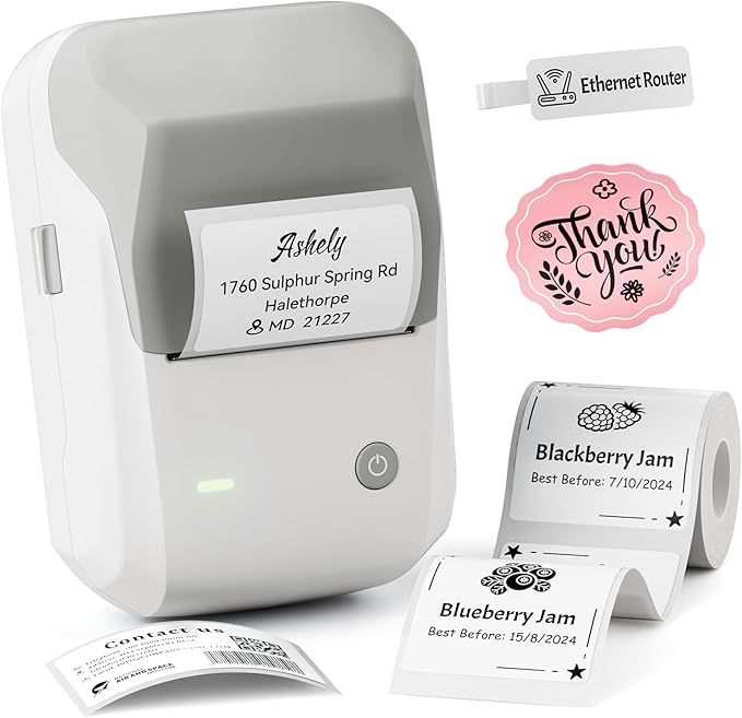 NIIMBOT B1 Bluetooth Label Maker Machine with Tape, Easy to Use, Large Waterproof Label, 2 Inch Portable Thermal Label Printer with Multiple Templates for Kitchen,Home, School, Small Business,Grey-DeskLoop Office