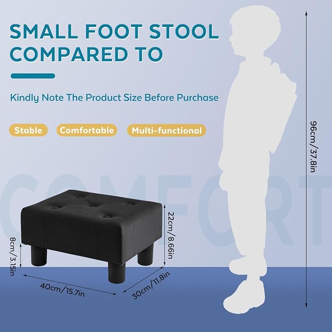 Small Foot Stool Ottoman, Velvet Footstool Ottoman Foot Rest - Image 2