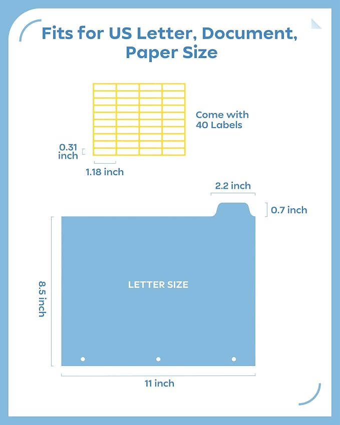16 PCS 8 Tab Binder Dividers for 3 Ring Binder, Write & Erase Reusable - Image 2