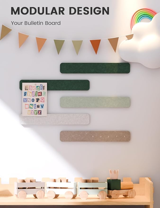 Fluxynara Cork Board Alternative Felt Strip Board 5-Pack 13"x2", Office Pin - Image 5