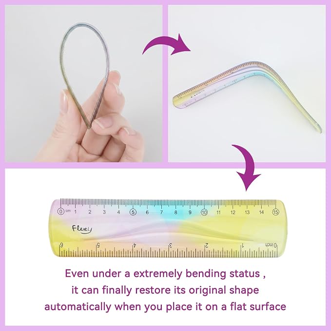 Grevosea 2 Pieces Flexible Rulers 6inch Plastic Ruler - Image 3