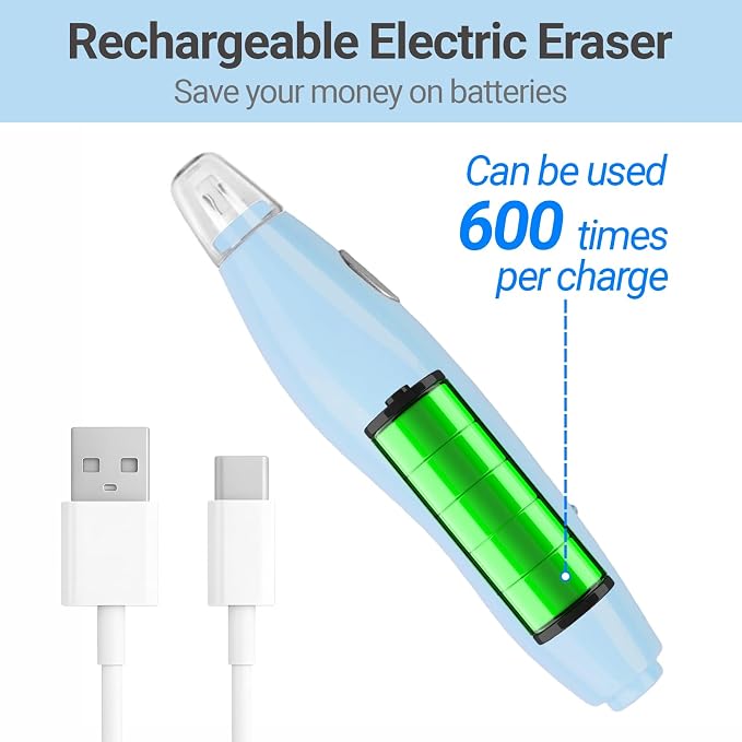 AFMAT Electric Eraser, with 140 Refills, Rechargeable Pencil Eraser - Image 5