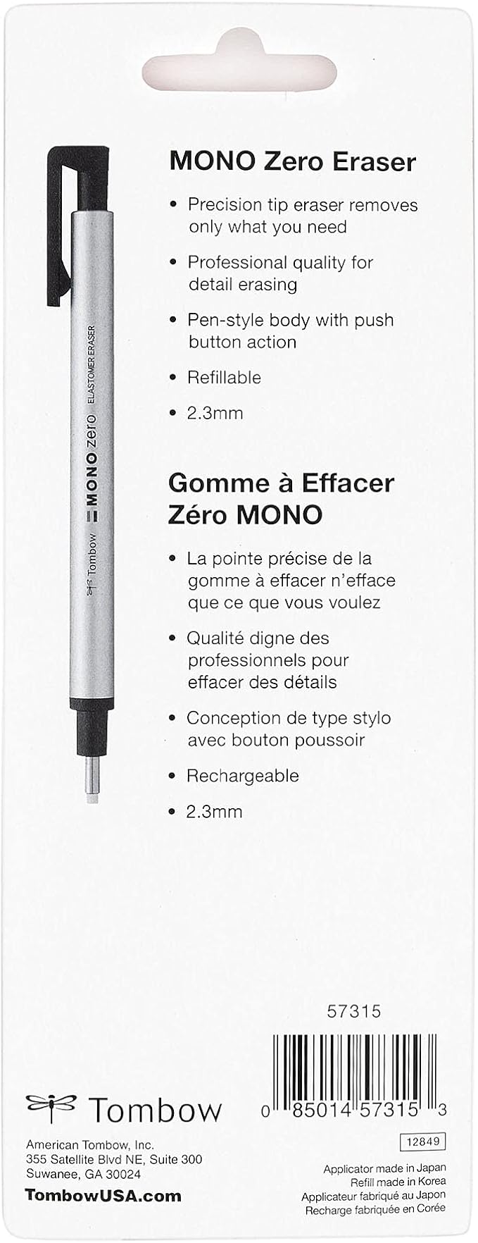 Tombow Mono Zero Eraser and Refill Value Pack, Round 2.3mm. Precision Tip - Image 3