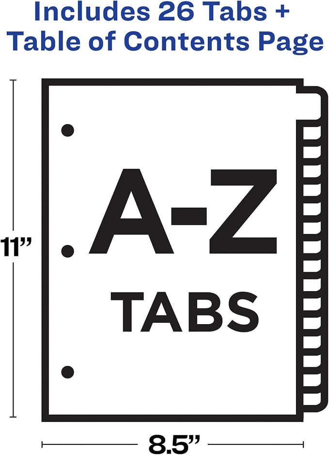 Avery A-Z Dividers for 3 Ring Binders, 26 Tabs per Set, Customizable Table of - Image 4