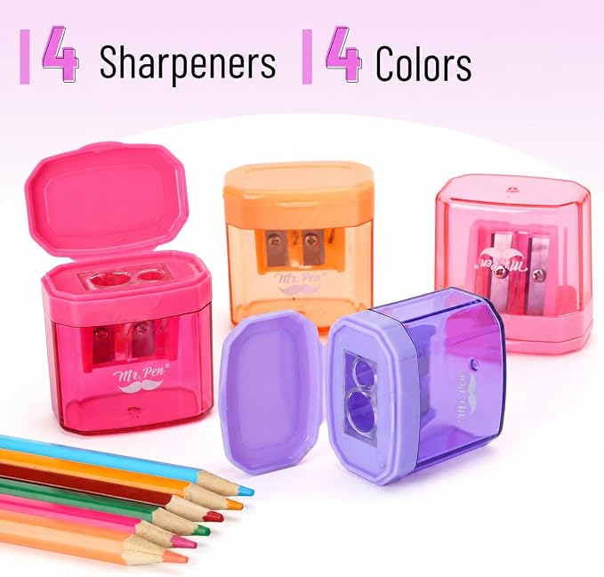 Mr. Pen- Manual Pencil Sharpener, 4 Pack, Dual Holes | Compatible - Image 2