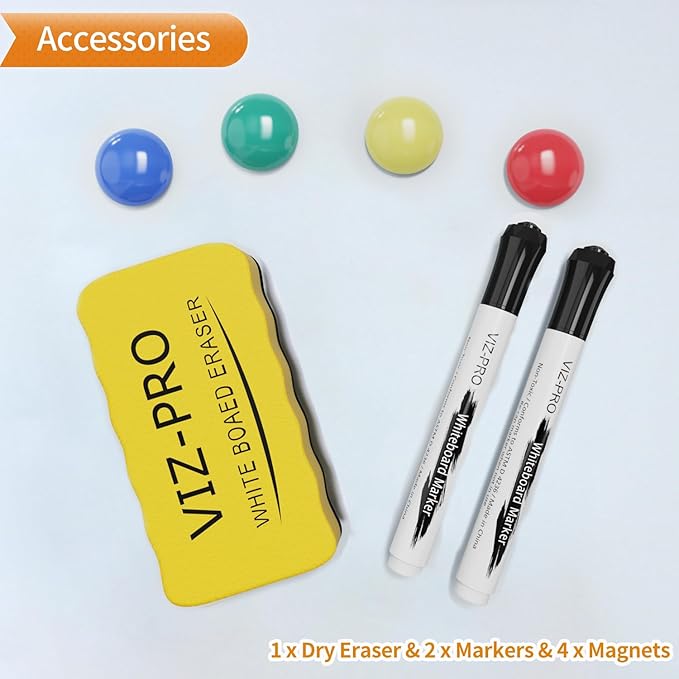 VIZ-PRO Magnetic Whiteboard/Dry Erase Board, 40 X 30 Inches, Includes 1 Eraser - Image 4