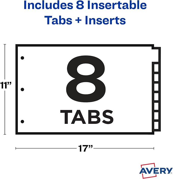 Avery Dividers for 3 Ring Binders, 8-Tab Plastic Binder Dividers, Insertable - Image 7