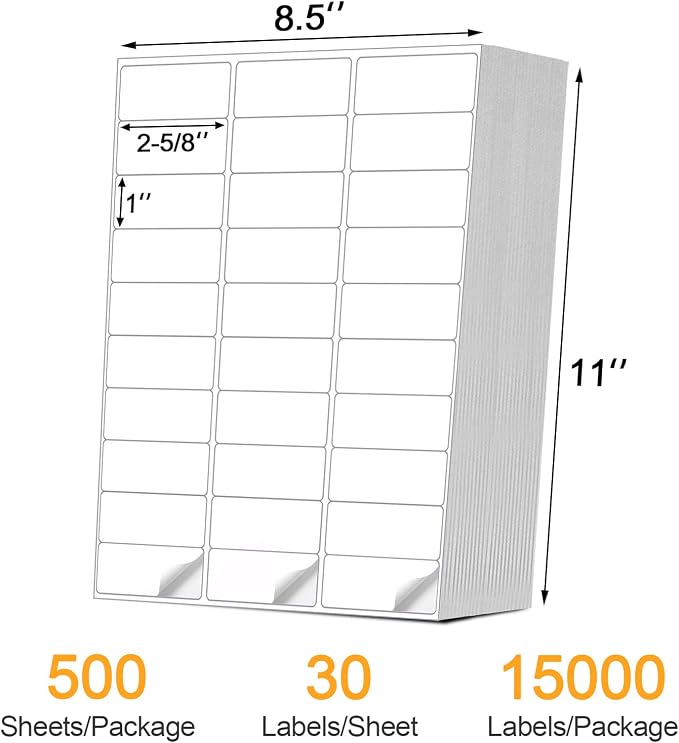 Address Labels - 1" x 2-5/8" Mailing Labels, 30 UP Shipping Sticker - Image 2