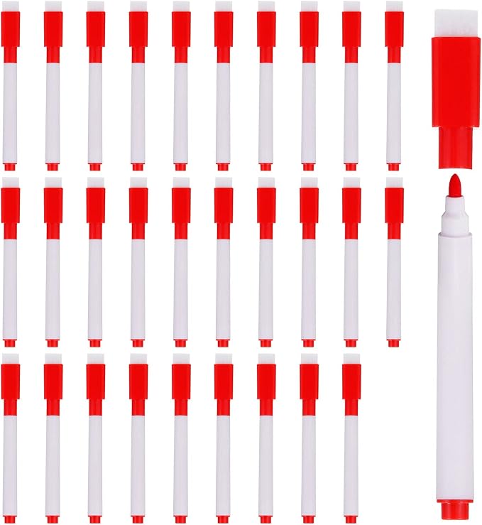 PATIKIL Dry Erase Marker Pens, 30 Pack Red Ink Fine Point Low Odor Whiteboard by PATIKIL