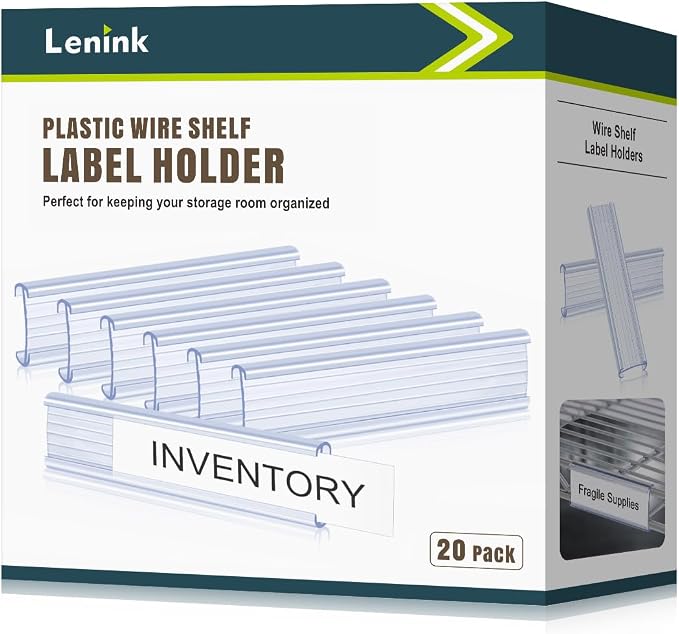 Lenink 20Pcs Wire Shelf Label Holders, Plastic Wire Rack Label Holder Compatible by Lenink
