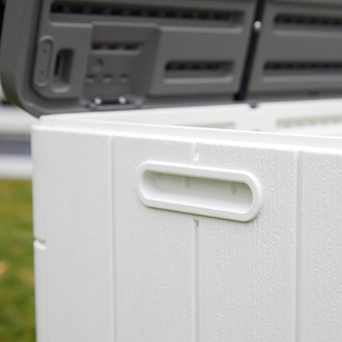 100 Gallon Outdoor Storage Box Waterproof Lockable Resin Deck Box Large, Patio Storage Bin for Pool Accessories Cushion Furniture, Garden Tools, UV-Resistant Outside Delivery Black&White-DeskLoop Office