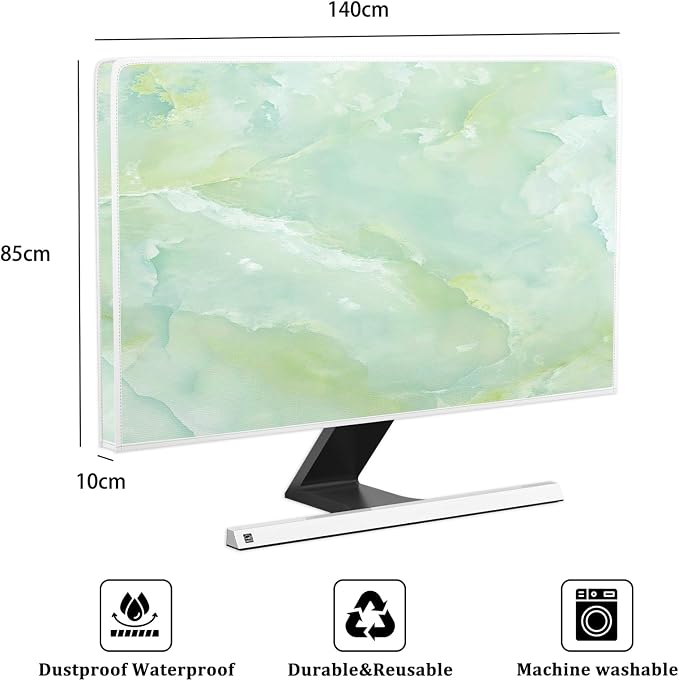 Baocicco Sage Green Marble Waterproof TV Dust Cover 58, 60 Inch Anti-Static - Image 2