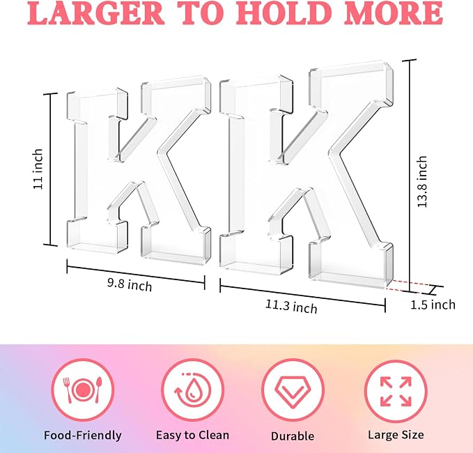13.8" Acrylic Letter Charcuterie Tray, Charcuterie Letters Fillable Box - Image 2