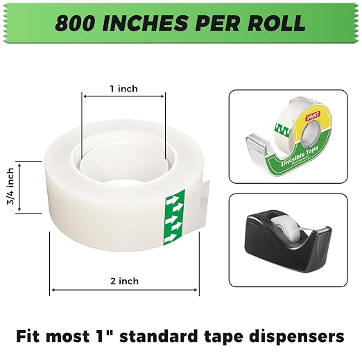 SWRT Invisible Tape Refills, 12 Rolls, 3/4 in x 800 in, Matte Finish | Blends - Image 6
