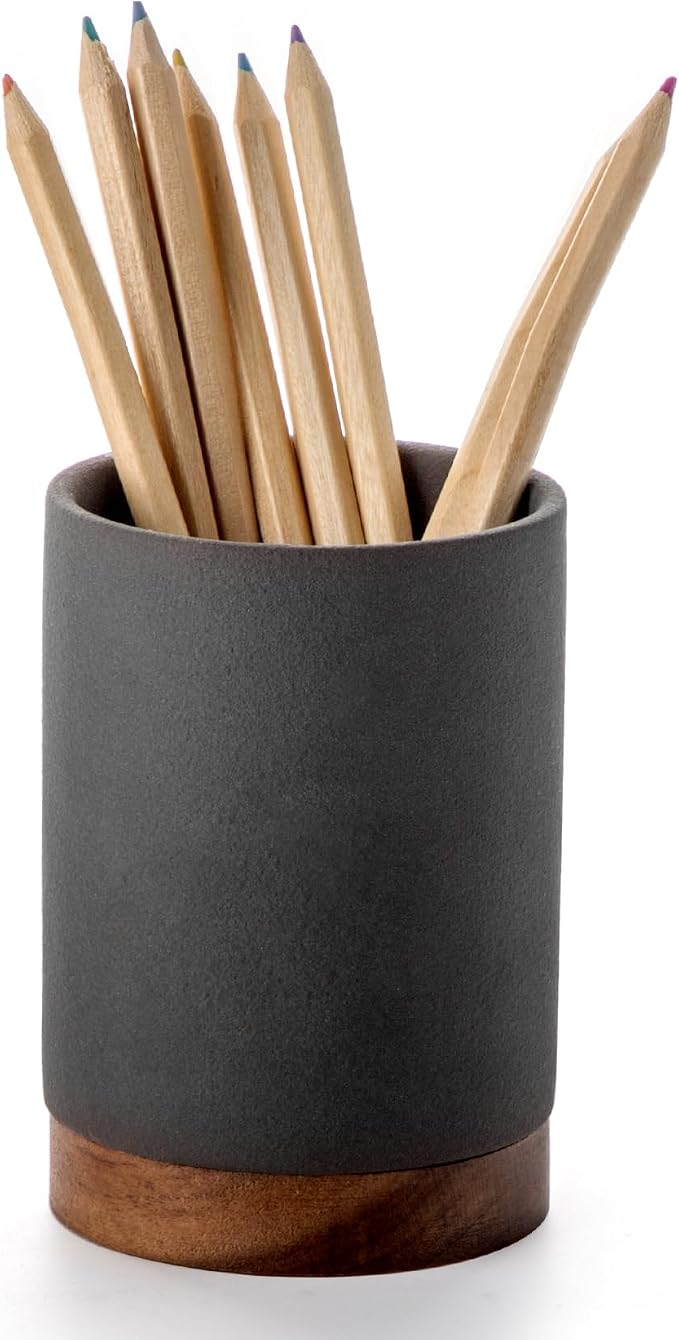 Ceramic Pen Holder for Desk, Pencil Organizer & Makeup Brush Holder, Office by Officepal