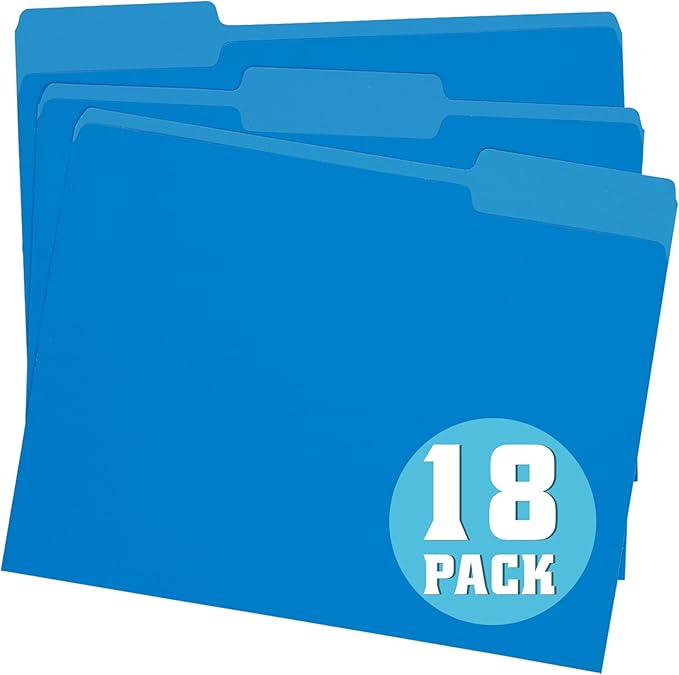pmybupo Blue File Folders 8.5 x 11 Inch, 1/3 Cut Tab Two Tone Colored File by pmybupo