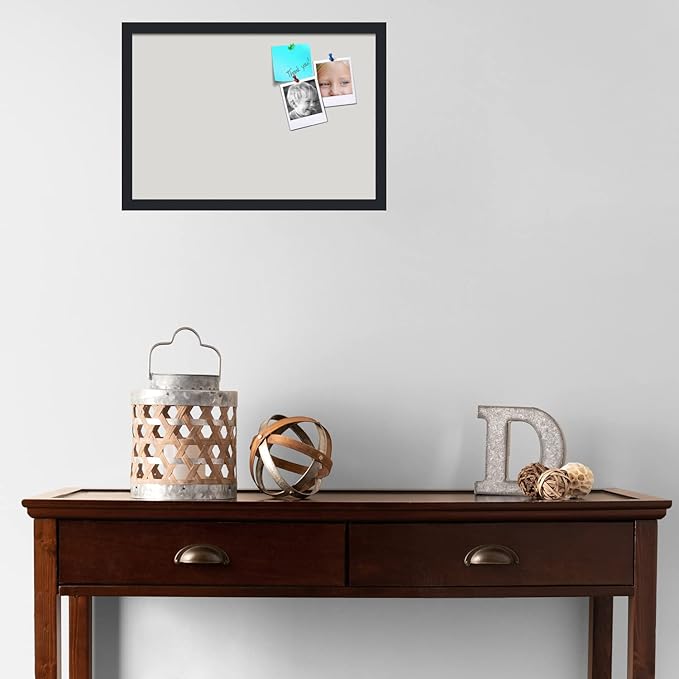 PinPix 22x15 Inch Cork Bulletin Board. This Decorative Framed Pin Board Comes with Light Stone Design and a Satin Black Frame. Ideal for Home Office Decor or Message Board (PinPix-1809)-DeskLoop Office