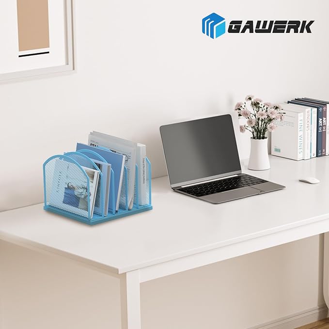 Gawerk 5-Section Vertical Desktop Organizer, 5-Section Mesh File Folder Stand - Image 7