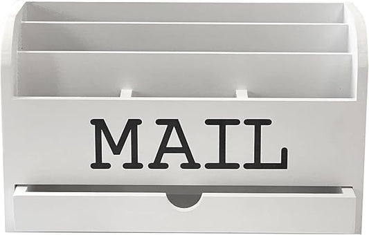 Cregugua White Desk Organizer Wooden Mail Storage box by Cregugua