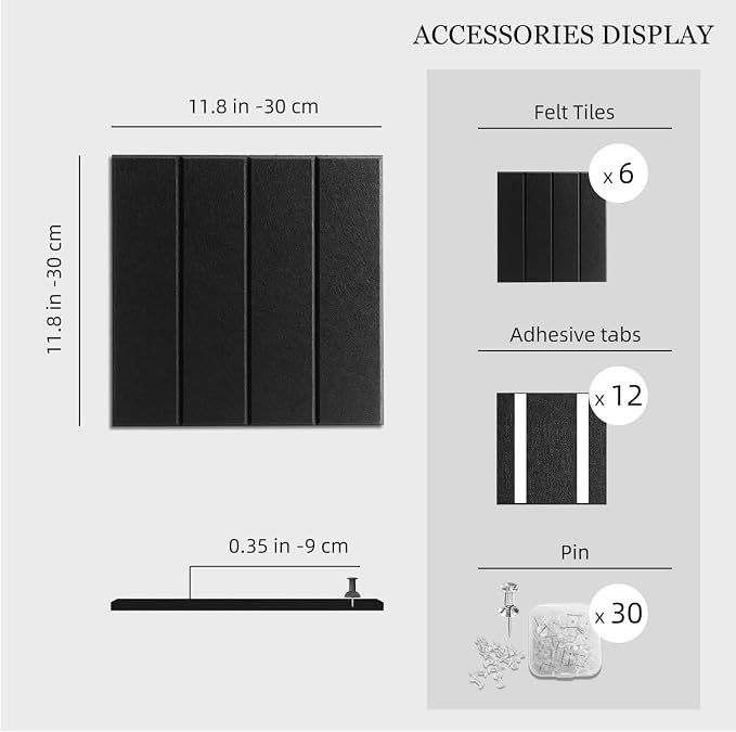 Large Cork Board Strips for Wall, 6 Pack Fabric Wall Tiles - Image 6