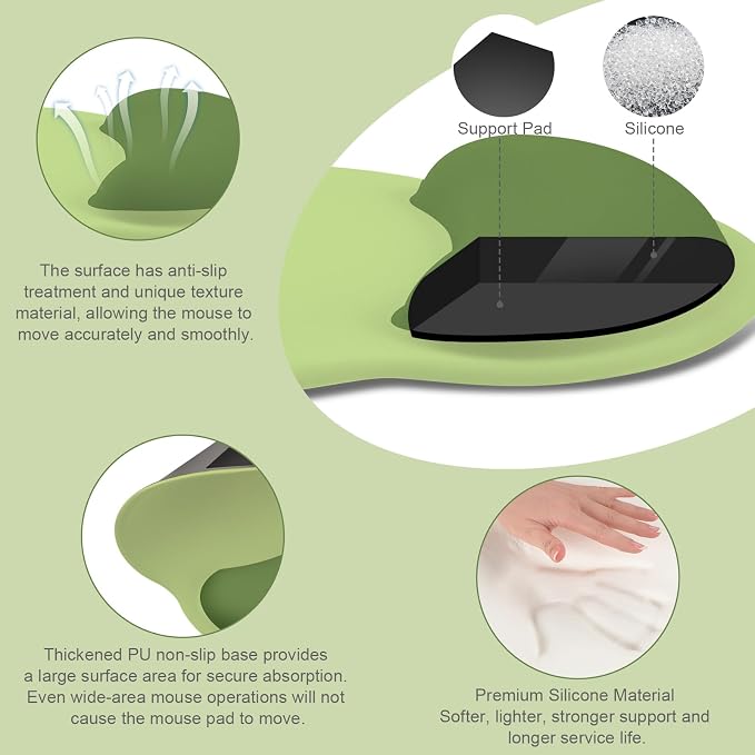 MOSISO Wrist Rest Support for Mouse Pad&Keyboard Set, Circle Curved Ergonomic - Image 2
