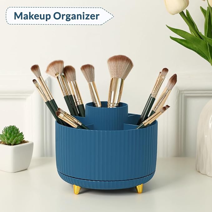 SKYDUE 360 Degree Rotating Desk Organizer, Dual-Purpose Pencil Pen Holder, Rotating Desk Pen Organizer with 5 Slots, Pencil Cup for Office, School, Home-DeskLoop Office