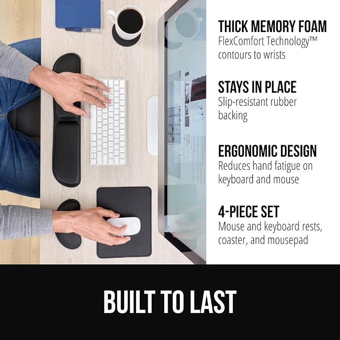 GORILLA GRIP Silky Memory Foam Keyboard Wrist Rest and Mouse Pad - Image 2