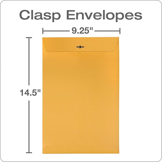 Quality Park 37894 Quality Park Clasp Envelopes, 9-1/4x14-1/2, 28lb, Brown Kraft, 100/Box,Light Brown