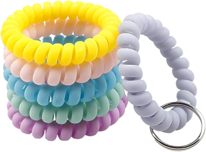BIHRTC 6 Color Wrist Keychain Plastic Spring Flexible Spiral Wrist Coil by HOME