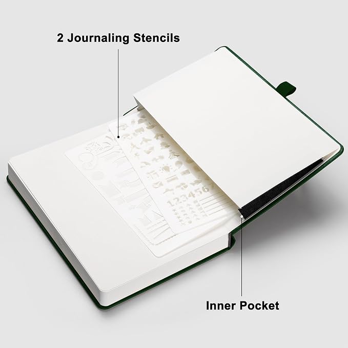 RETTACY Dotted Journal Notebook, 192 Pages, A5 Medium Size, Leather Hardcover - Image 7