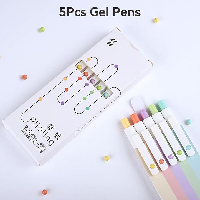 Gel Pens, 5Pcs 0.5mm Fine Point Pens With Smooth Wirting,Quick Dry Aesthetic Pens For Journaling, Ballpoint for Office School Supplies,Gifts for Women Men Student(Ivory White)-DeskLoop Office