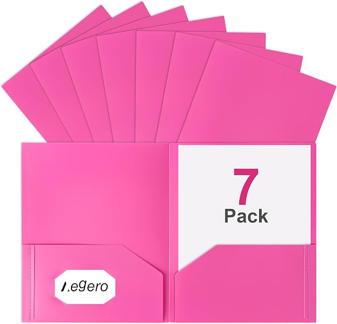 Aegero Plastic Folders with Pockets, Durable Heavy Duty File Folders with by Unknown