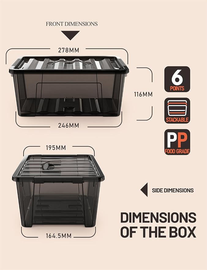 WYT 5-Quart Small Plastic Storage Container Bin - Image 2