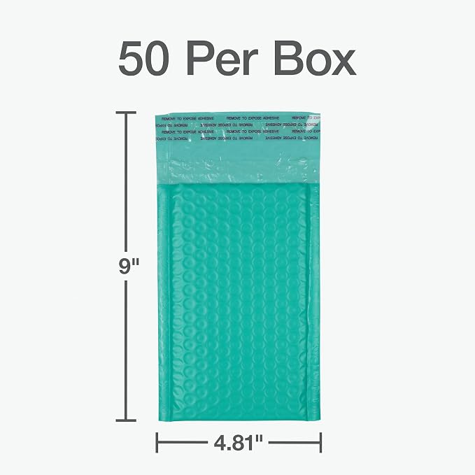 Quality Park Bubble Mailers, 4 x 8 Shipping Envelopes, Small Teal Padded - Image 7
