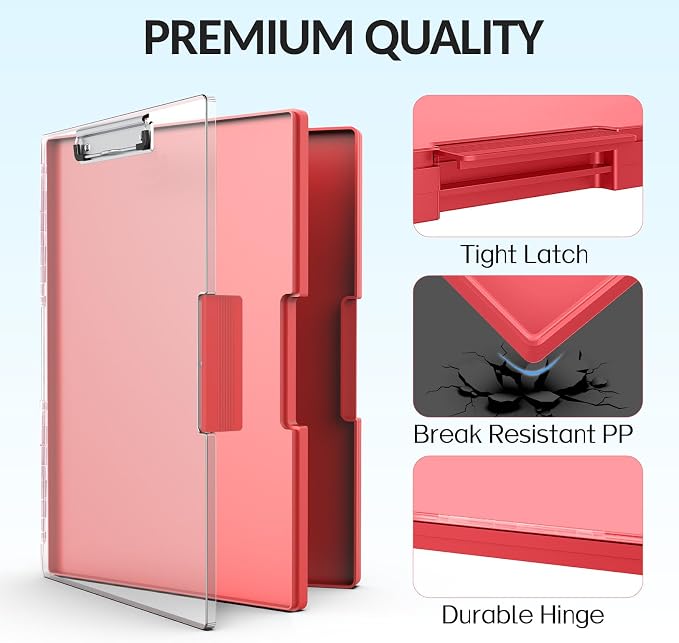 Sooez Clipboard with Storage, Heavy Duty Cleaview Clip Boards 8.5x11 with Dual - Image 4