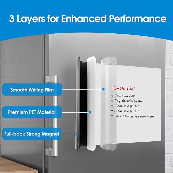 MaxGear Magnetic Whiteboard for Fridge 12x8 White 5 Pack | Strong Magnet - Image 2