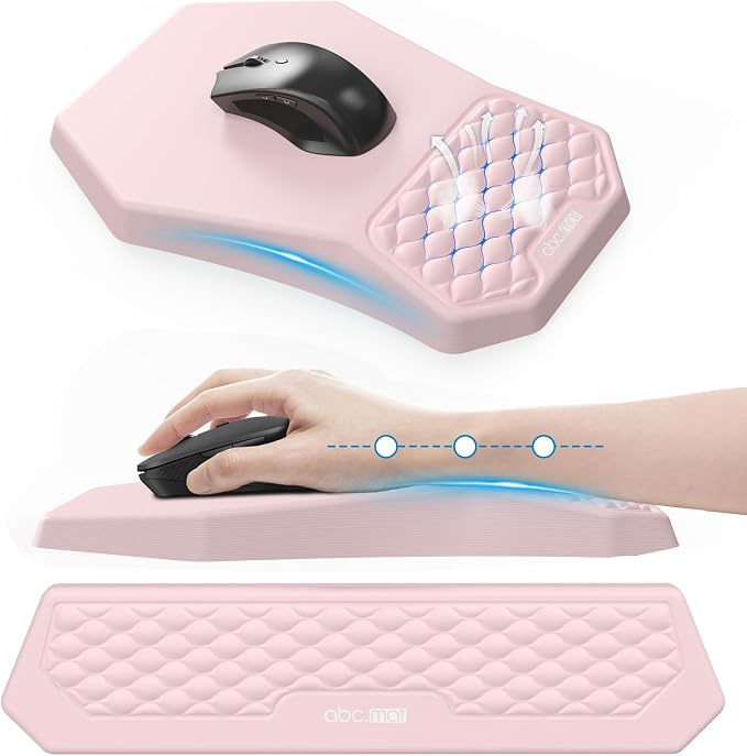 Ergonomic Mouse Pad and Keyboard Wrist Rest Support Set, Massage Design Mousepad by abcmat